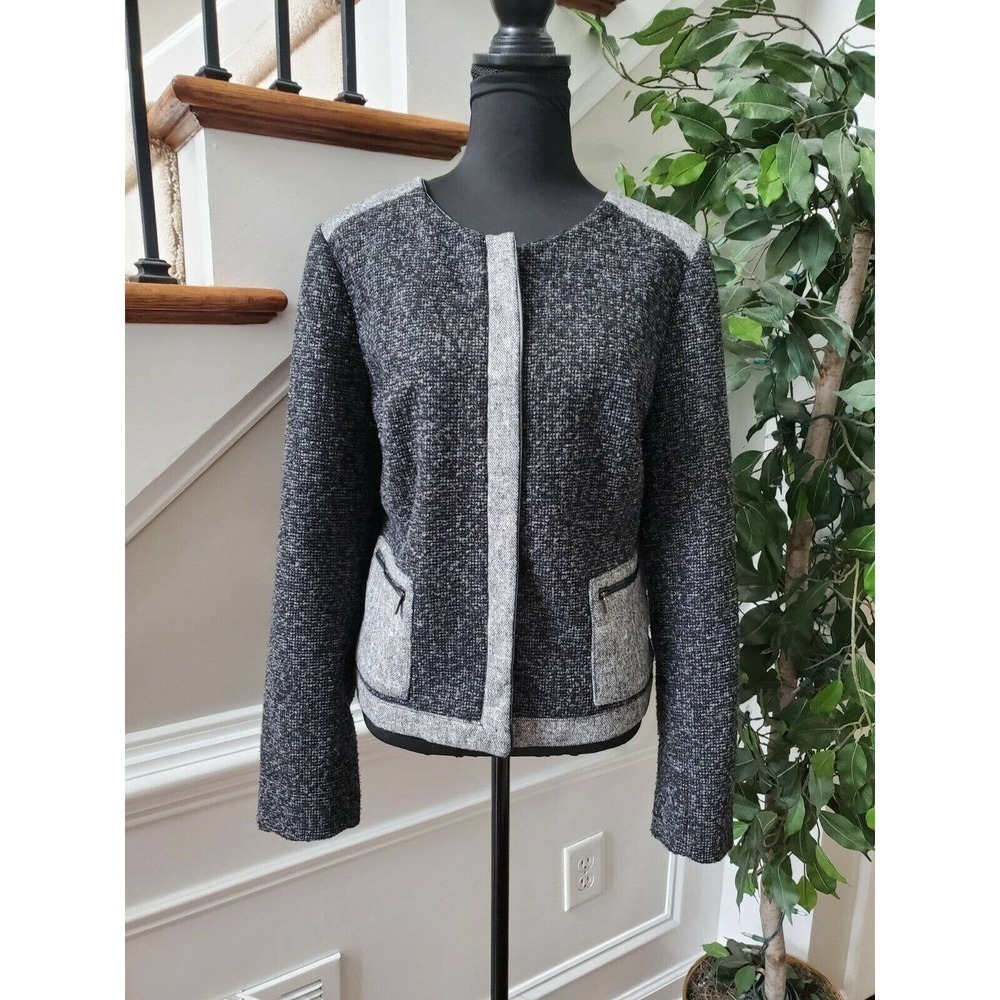 LizClaiborne Women's Gray Polyester Long Sleeve Full Zip Casual Jacket Size XL
